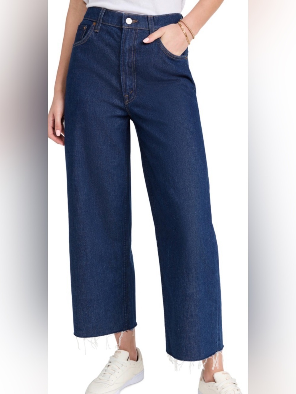 MOTHER Snacks The Fun Dip Ankle Fray Dark Blue Size 28